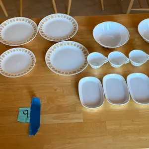 Vintage Corelle Butterfly Gold Dinnerware & Serving Lot