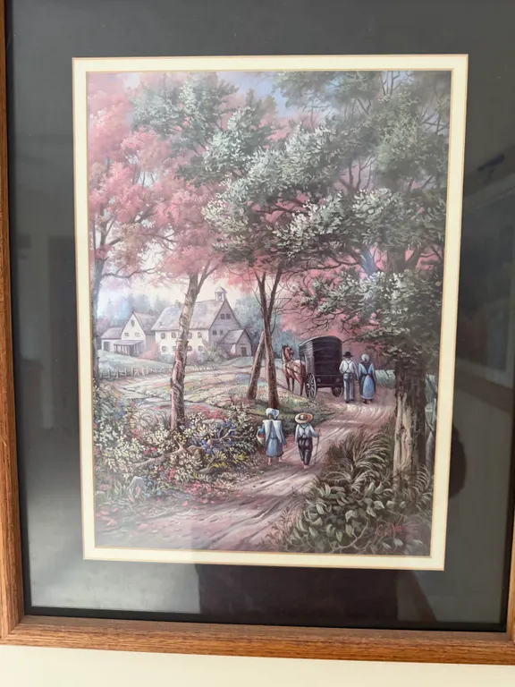 Carl Valente "Evening Shadows" Framed Lithograph Amish Country