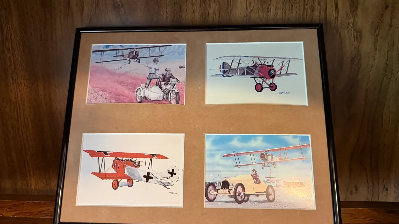 Framed R. Foster Aviation & Early Motoring Print Collection