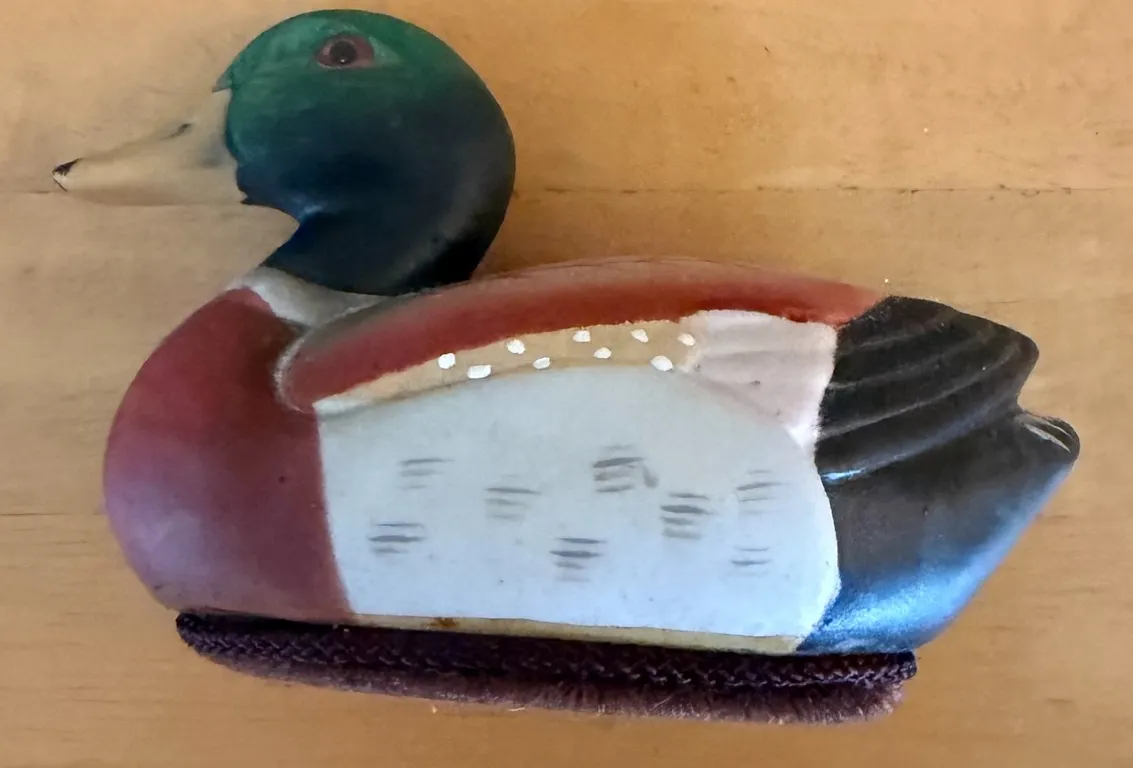 Vintage Glass Mallard Duck Figurine – Hand-Painted