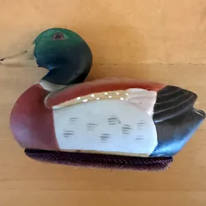 Vintage Glass Mallard Duck Figurine – Hand-Painted