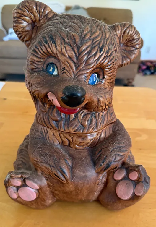 Vintage 1940s–50s Gilbert Pottery California Brown Teddy Bear Cookie Jar