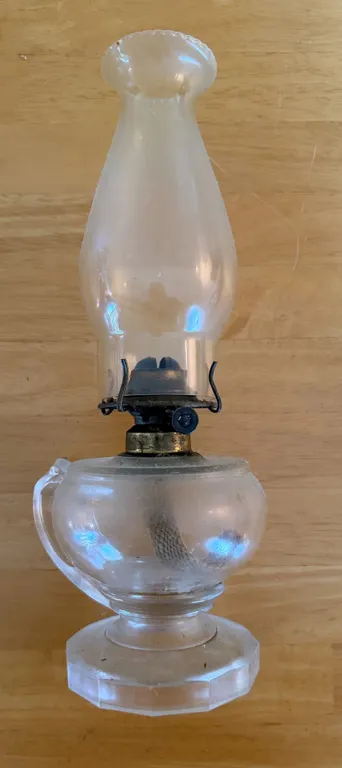 Vintage Clear Glass Oil / Kerosene Lamp – 14” Tall – Ornate Glass Base