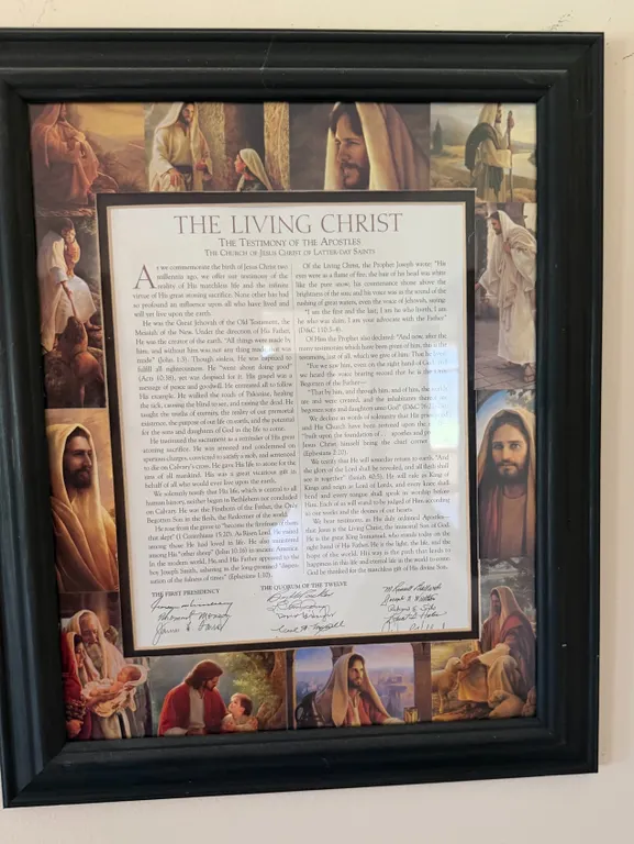 The Living Christ — Framed LDS Display with First Presidency & Quorum of the Twelve Signatures