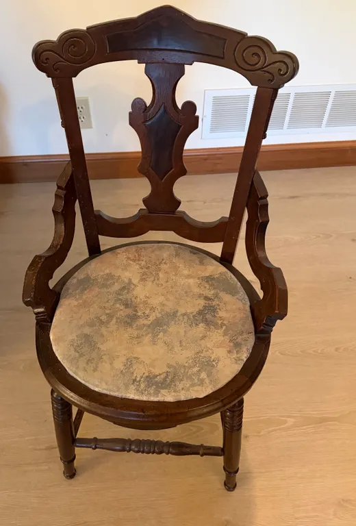 Antique Victorian Eastlake Style Carved Wood Armchair