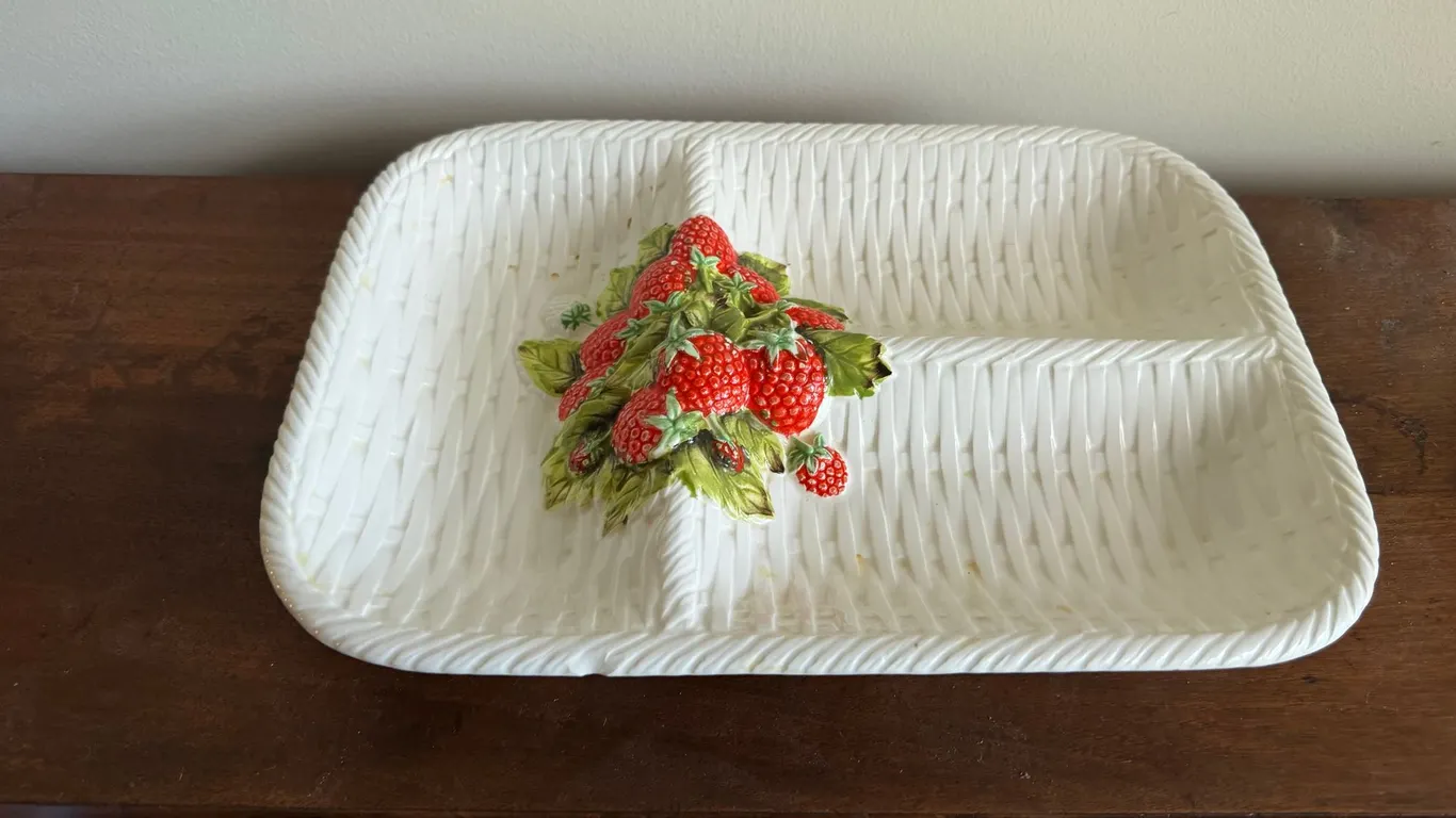 Strawberry Basket Weave Divided Serving Tray Platter