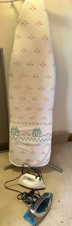 Vintage Ironing Board & 2 Electric Irons Lot