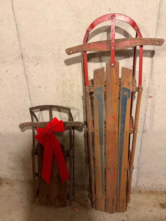 Pair of Vintage Wood & Metal Sleds
