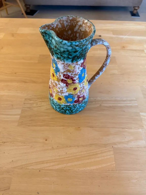 Vintage Italy Floral Ceramic Pitcher