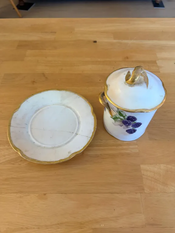 Antique Louis Bavaria Porcelain Jam Jar & Underplate