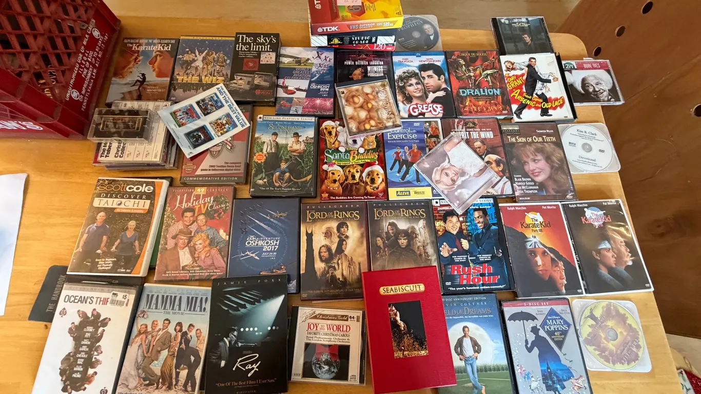 Large Mixed Media Lot – DVDs VHS CDs Books Movies Music Collectibles