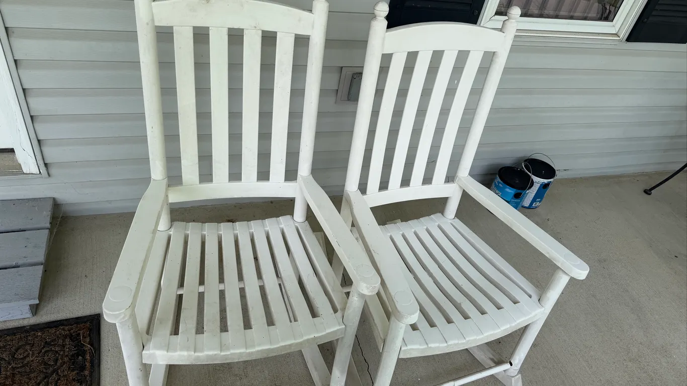 Pair of White composite plastic Porch Rocking Chairs