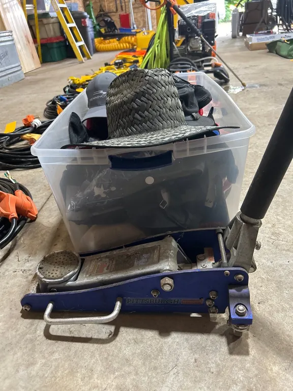 Pittsburgh 1.5 Ton Aluminum Racing Floor Jack and Mixed Apparel Lot