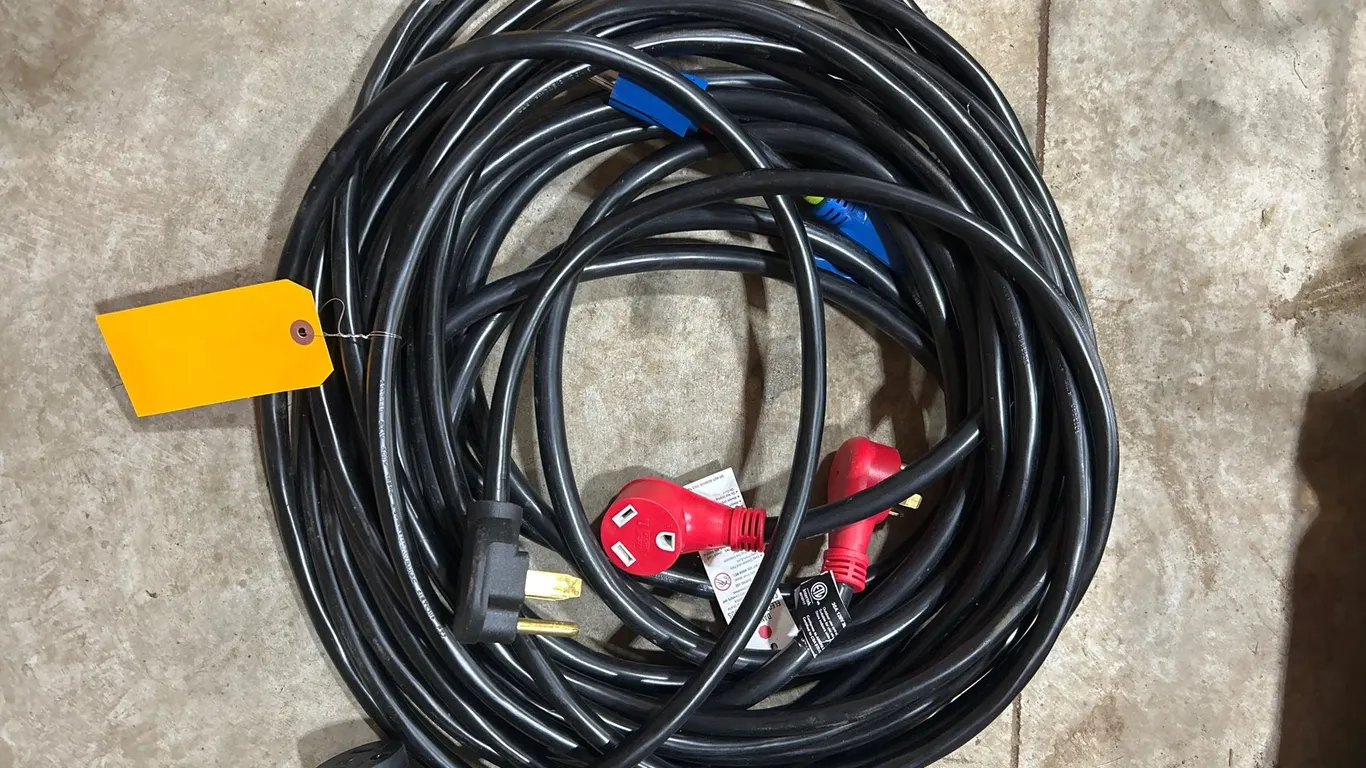 (2) Heavy Duty RV Power Extension Cords and Adapter