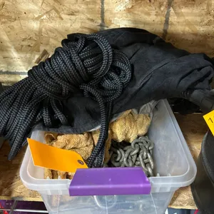 Storage Tote with Chain, Rope, and Towels
