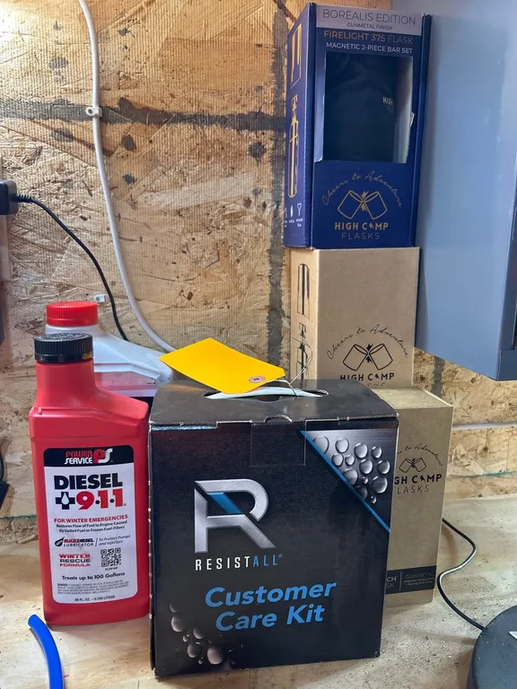 Power Service Fuel Additives, High Camp Flasks, and ResistAll Customer Care Kit