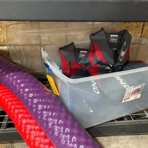 (3) O'Neill Life Jackets, Foam Pool Noodles and Sterilite Storage Bin
