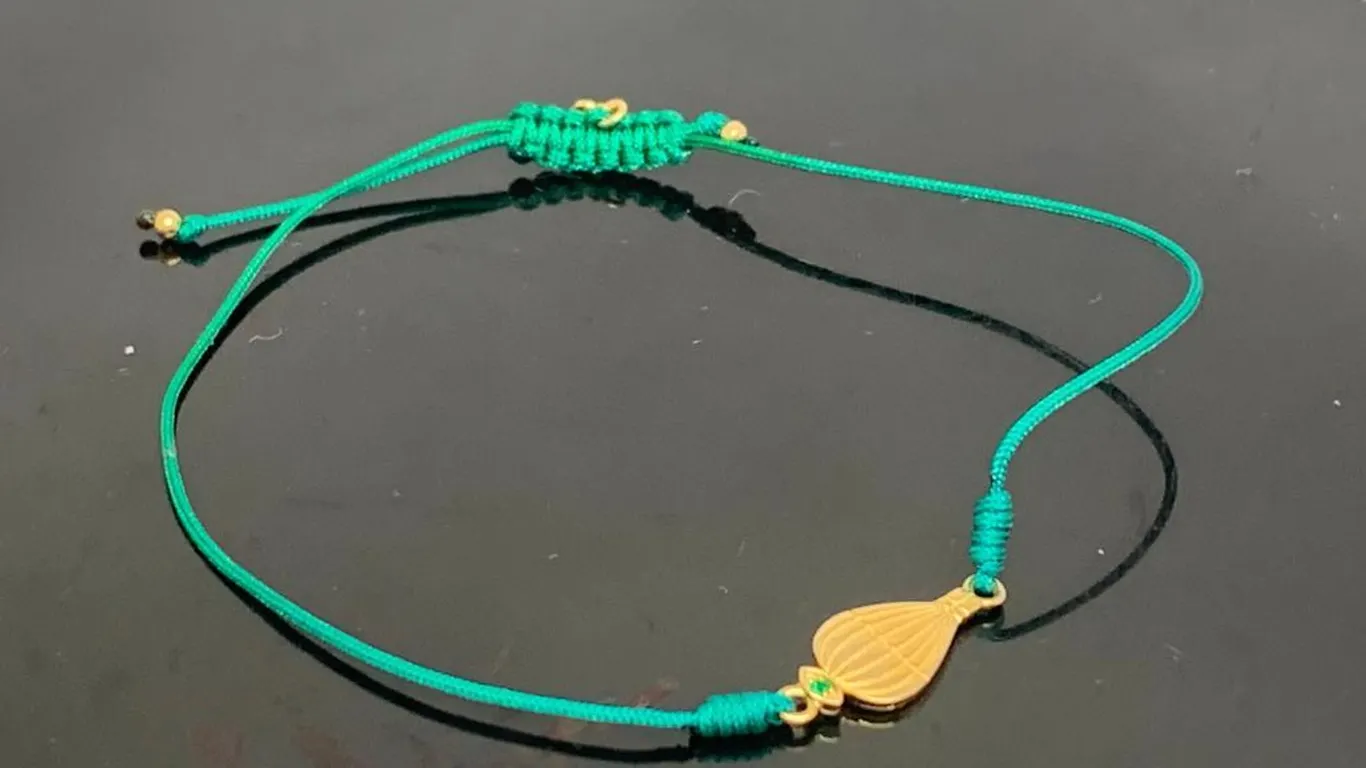 Sydney Evan 14K Yellow Gold Charm Green String Bracelet