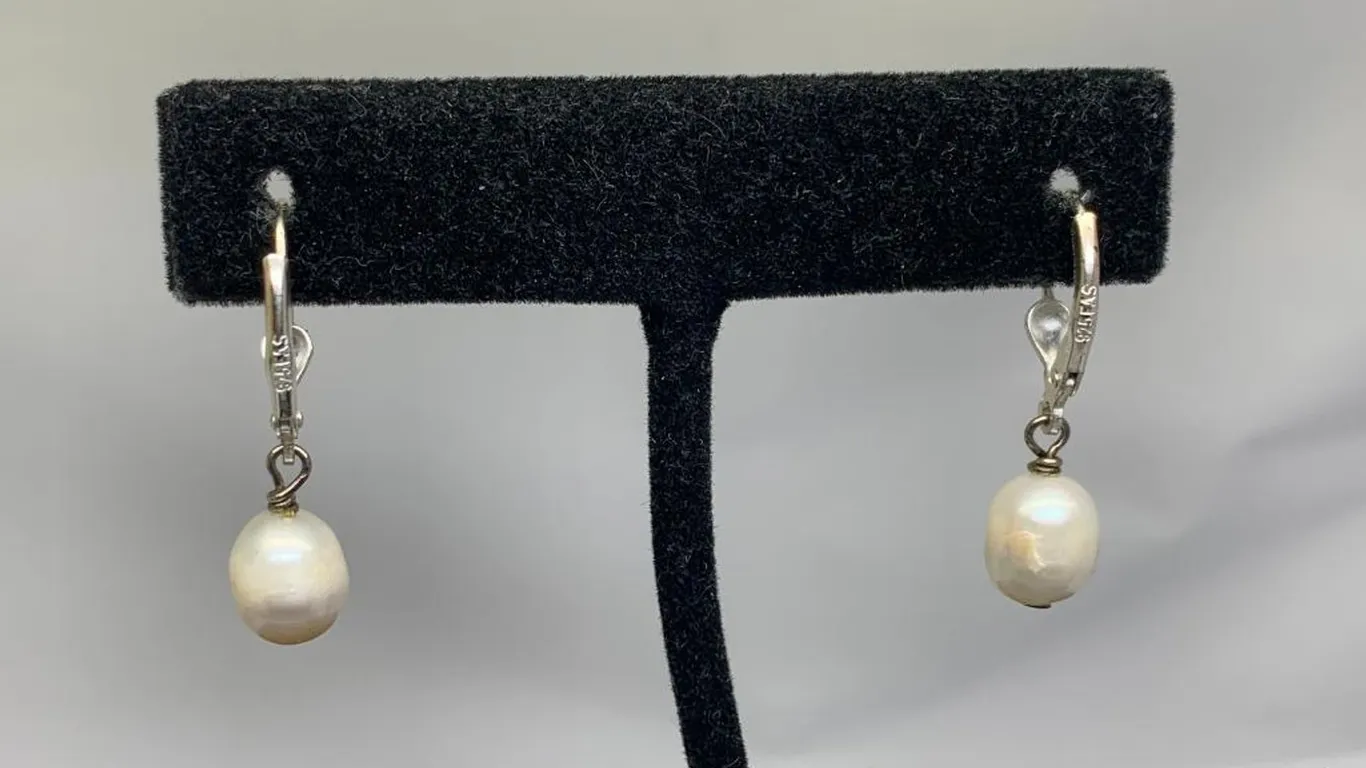 Sterling Silver Pearl Dangle Earrings