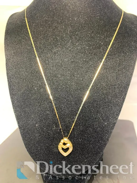 10K Yellow Gold Necklace Heart Shape Pendant