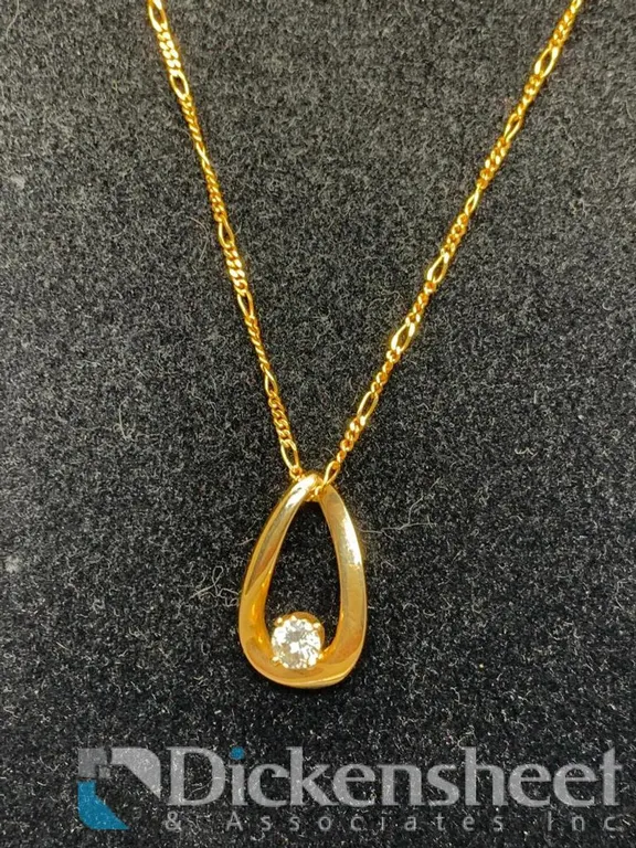 14K Yellow Gold Necklace Diamond Pendant