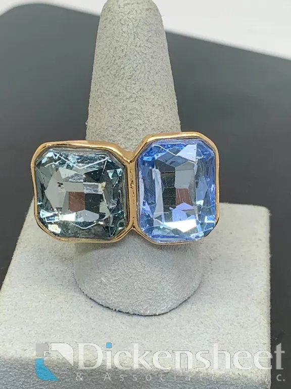 Double Blue Stone Gold Tone Ring