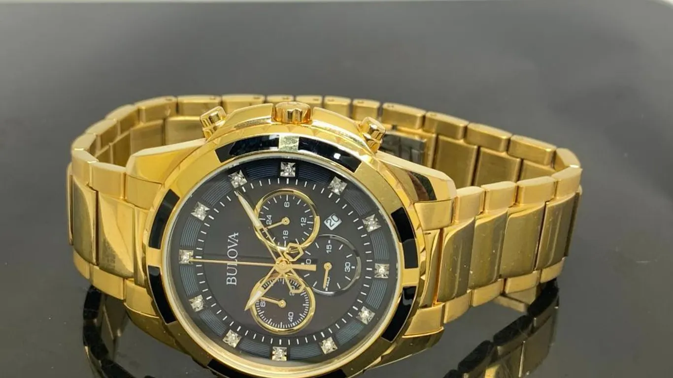 Bulova Men's Watch Gold Tone With Diamond Dial