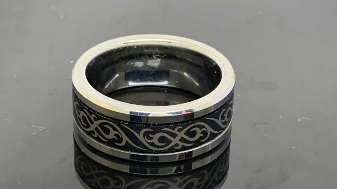 Silver & Black Tone Men's Wedding Band