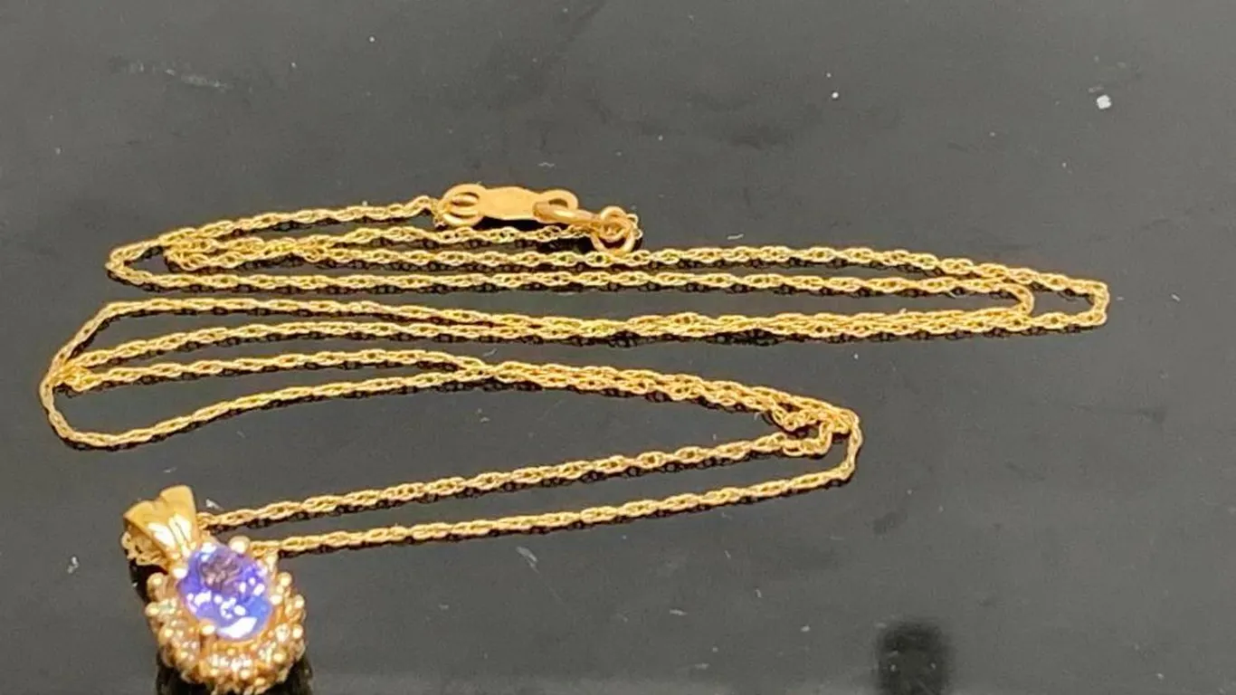 14K Yellow Gold Tanzanite & Diamonds Pendant