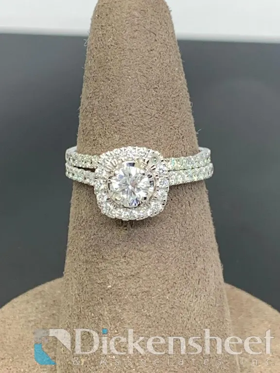 10KT White Gold Engagement Ring Wedding Set