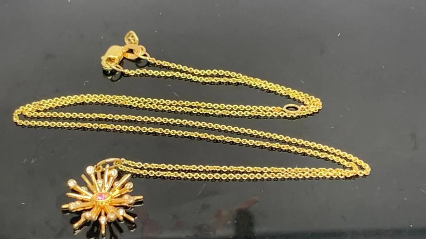 Sydney Evan 14K Yellow Gold Starburst Necklace With Diamonds