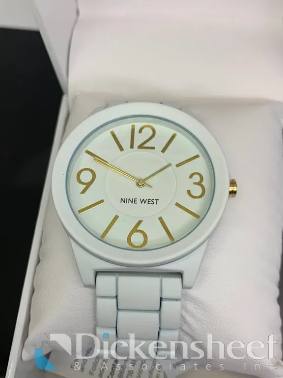 Nine West White & Gold Tone Women's Watch
