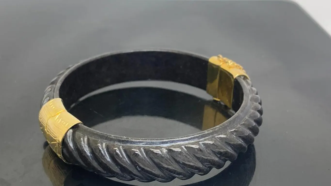 Black & Gold Tone Bangle Bracelet