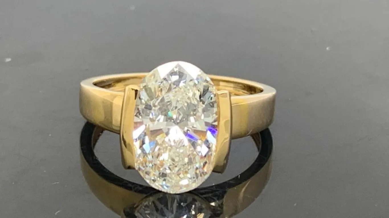 4.06 Carat Lab Grown Diamond Engagement 14K Gold Ring