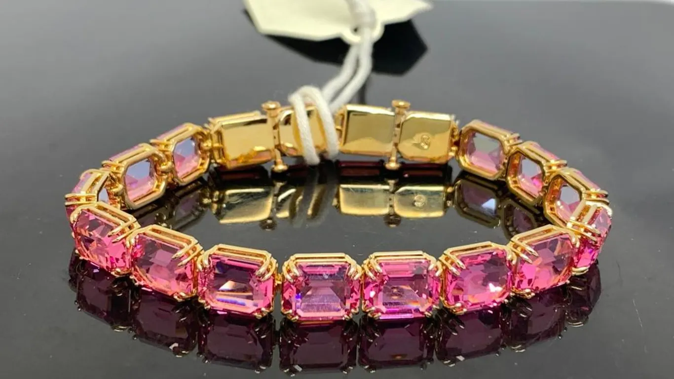 Swarovski Gold Tone Bracelet With Pink Stones