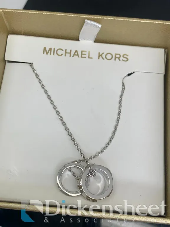 Michael Kors Silver Tone Necklace Circles Pendant