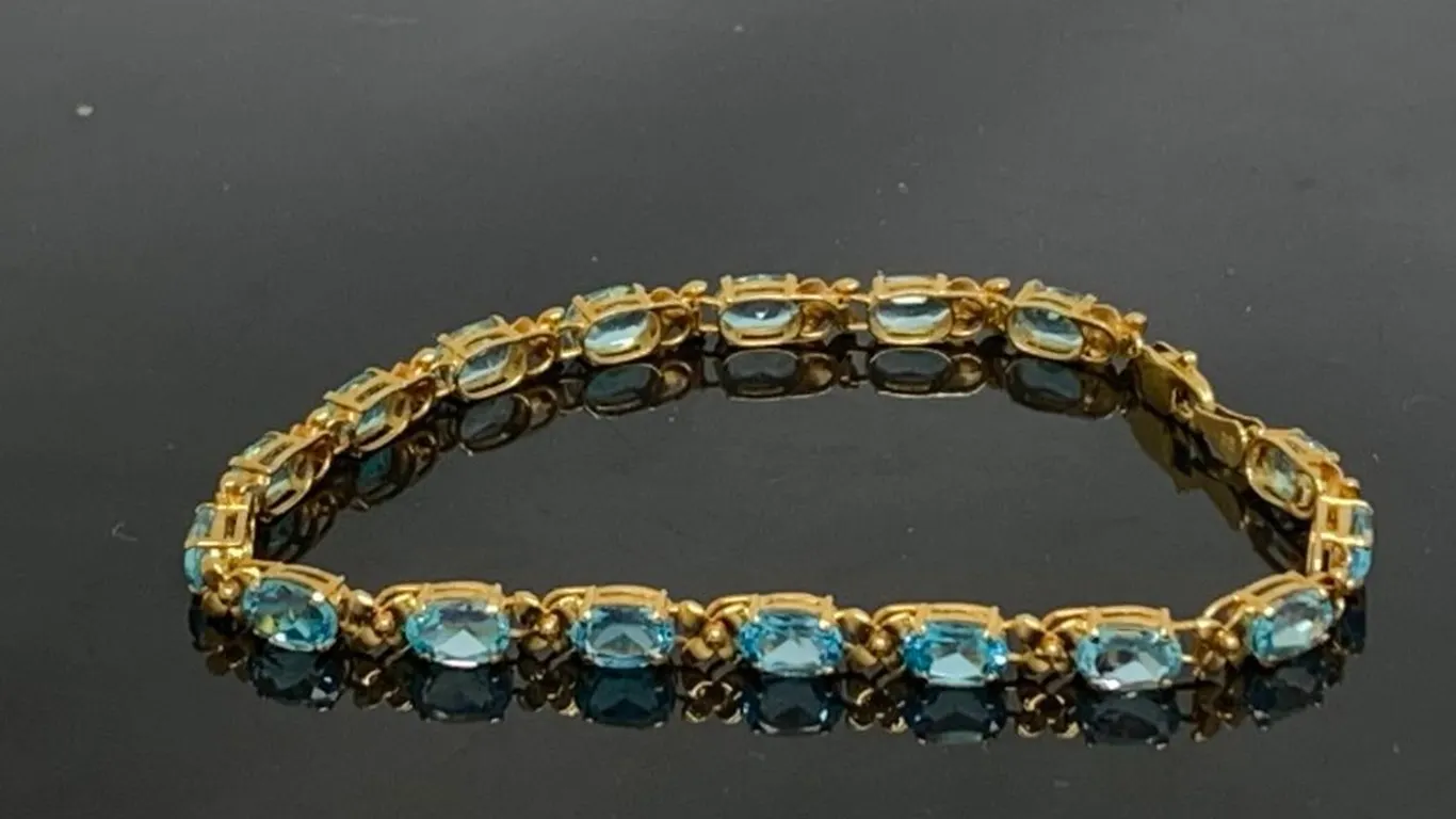 14K Yellow Gold Blue Topaz Bracelet