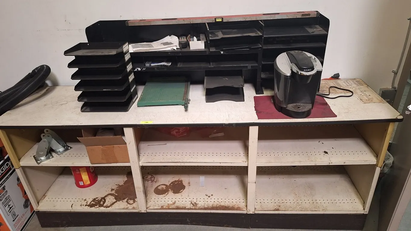 Shipping/Receiving Desk with Contents, 94"x24"x34"