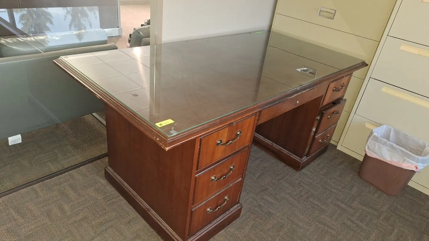 Wood Executive Desk with Matching Cabinet, 72"x36"x31"