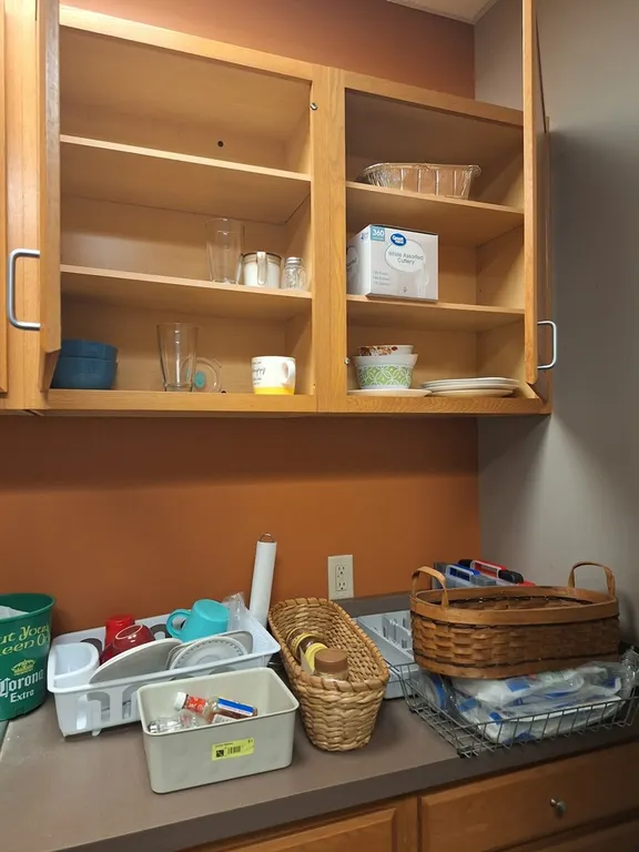 Assorted Contents in Cabinets and on Counter