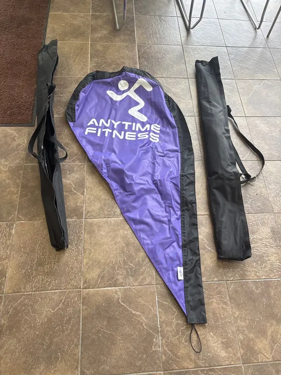 (2) Anytime Fitness Flags With Poles And Cases