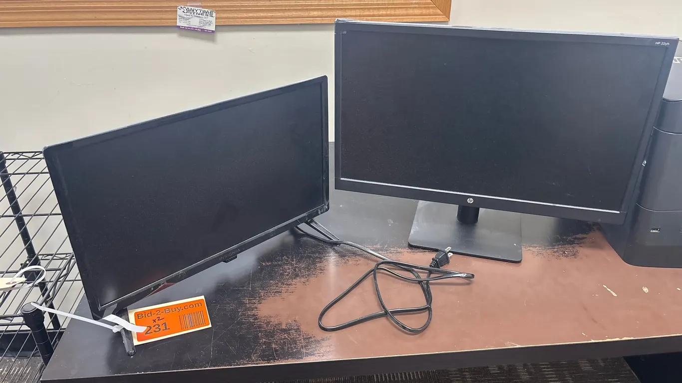 (2) Computer Monitors Insignia HP