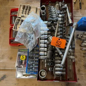 Variety of sockets, extensions and nut drivers