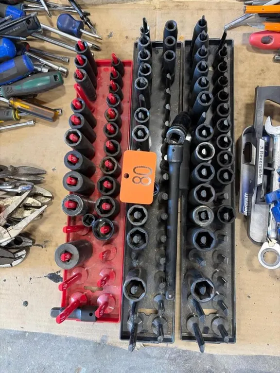 Assortment of sockets and organizers