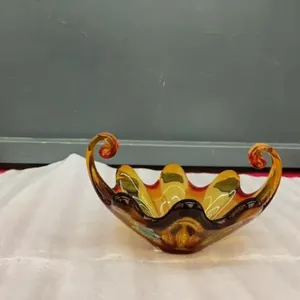 ALTA GLASS AMBER W/ RED GLASS DECORATIVE PIECE