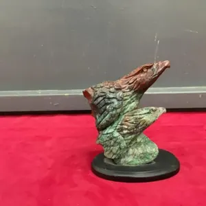STONE CARVED EAGLES ON WOOD BASE