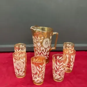 VINTAGE PITCHER & (6) TUMBLERS