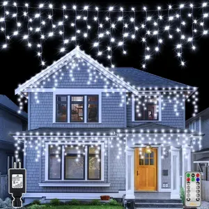 NEW 141FT Cool White 1332 LED Outdoor Icicle Lights, 360 Drops, Timer, 12 Modes, Dimmable