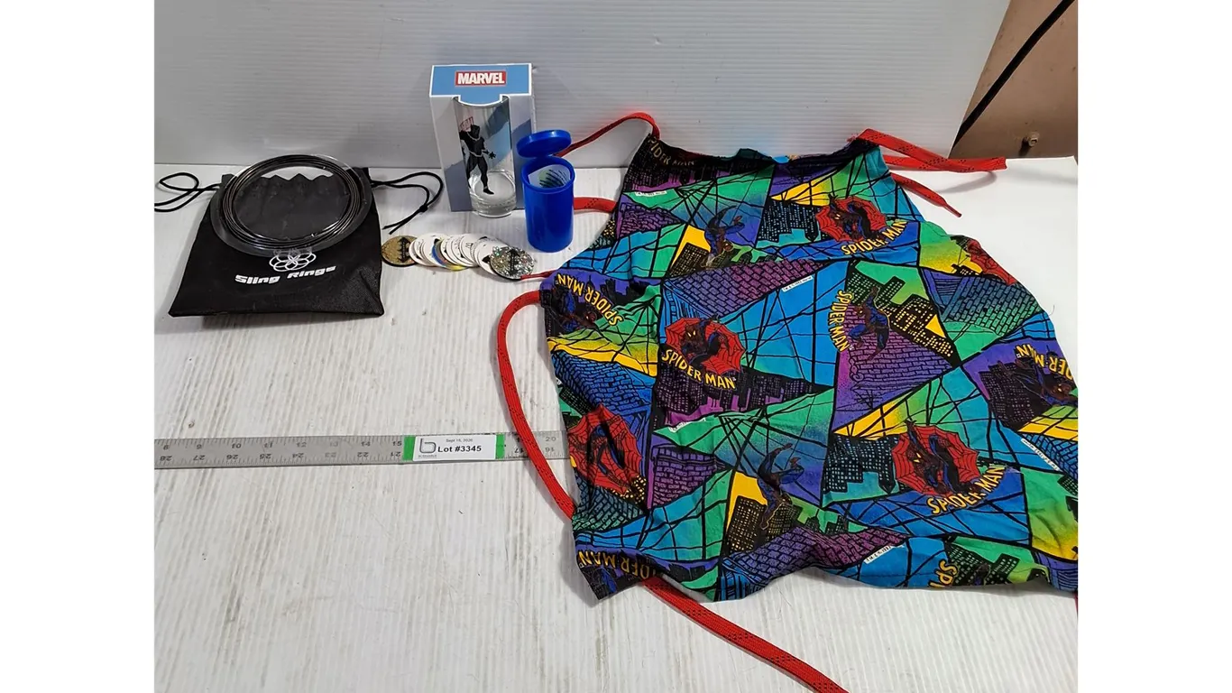 Spiderman Apron (small) McDonald's Batman Tokens,Marvel Glass,Sling Rings