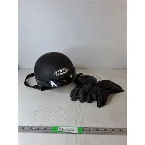 HJC CS-2N Solid Half-Face Motorcycle Helmet ( SM) &  Leather Gel Palm Gloves ( as is)